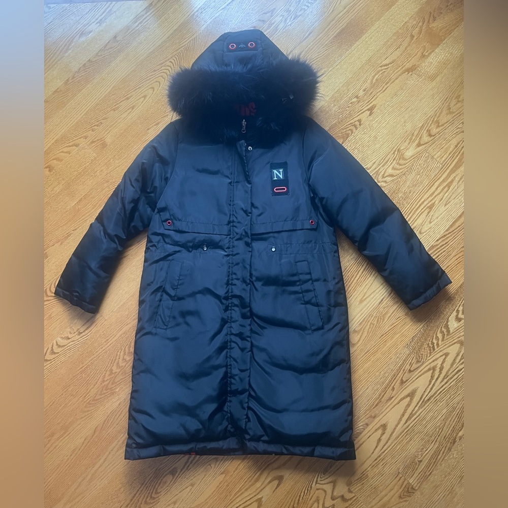 Girls Zipper Hooded Long Coat Size 10-12